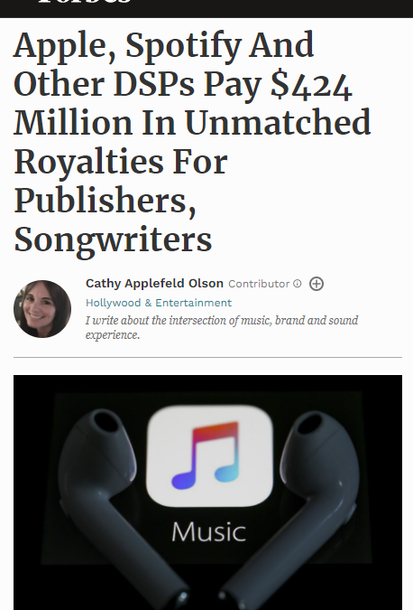 Apple, Spotify And Other DSPs Pay $424 Million In Unmatched Royalties For Publishers, Songwriters