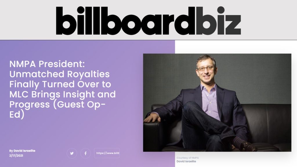 NMPA President: Unmatched Royalties Finally Turned Over to MLC Brings Insight and Progress | Billboard Biz