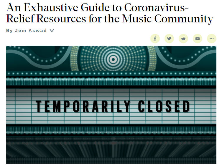 Variety: An Exhaustive Guide to Coronavirus-Relief Resources for the Music Community