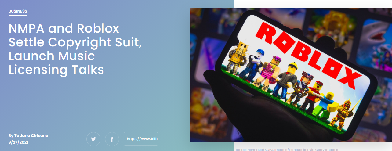 Music Publishers Sue Roblox for Copyright Infringement Seeking No